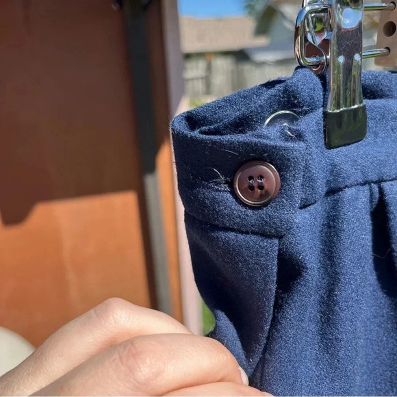 PENDLETON ~ Navy Blue Virgin Wool Midi Skirt - Picture 4 of 10